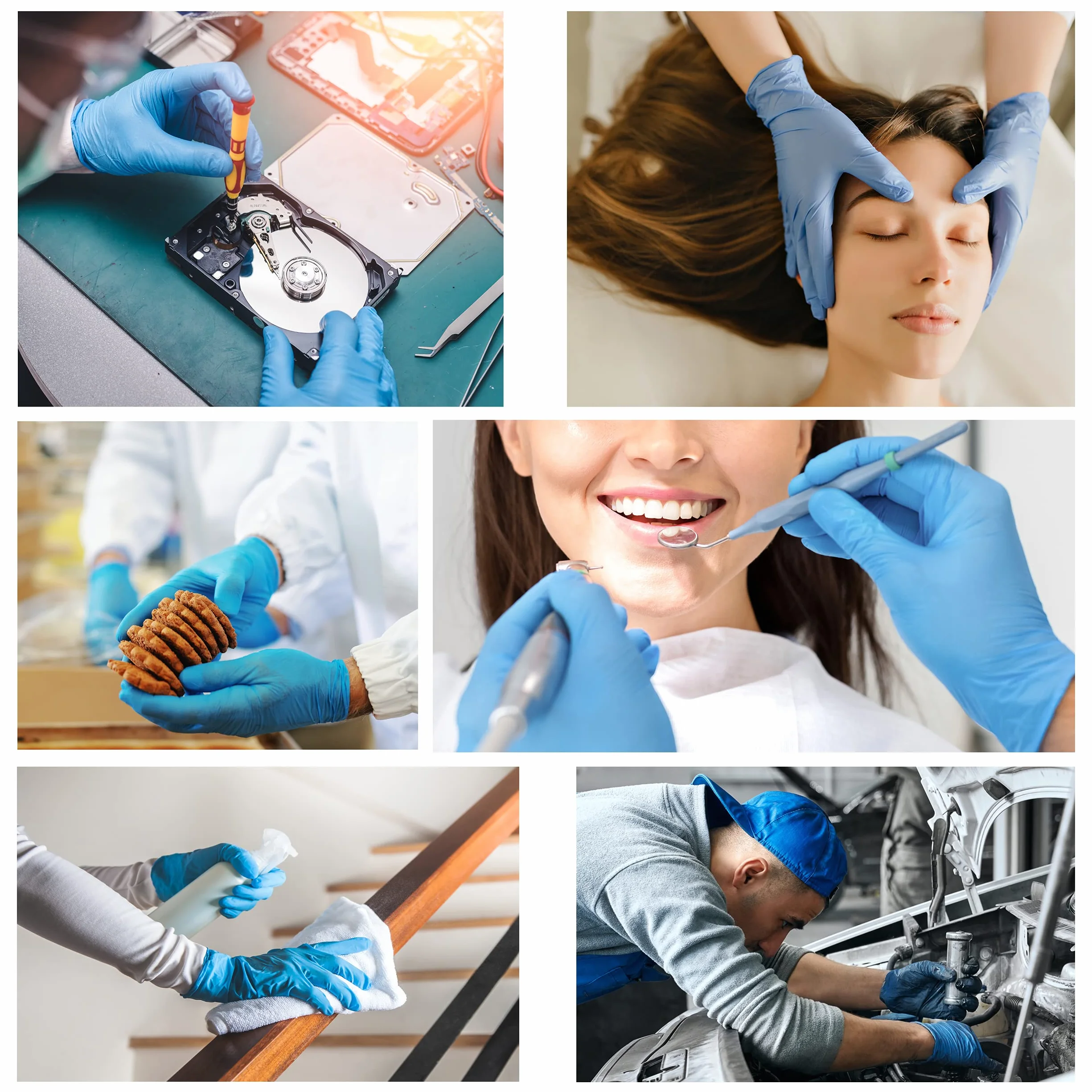 1000 guantes de nitrilo libres de polvo, sin látex, hipoalergénicos, certificados CE conforme a la norma EN455, guantes médicos desechables (talla M)