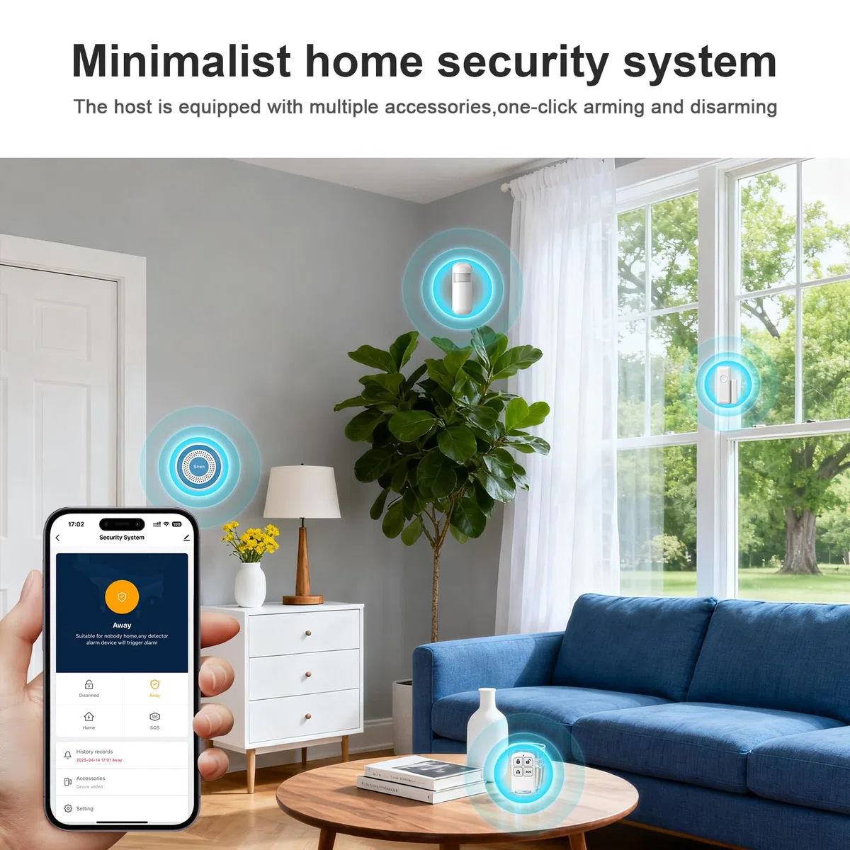 PGST Sistema de Alarma Inalámbrica para Hogar - Kit de Seguridad Inteligente con Alertas Instantáneas en App Tuya,Incluye Sirena,Sensores de Puerta/Movimiento y Mando,Compatible con Alexa