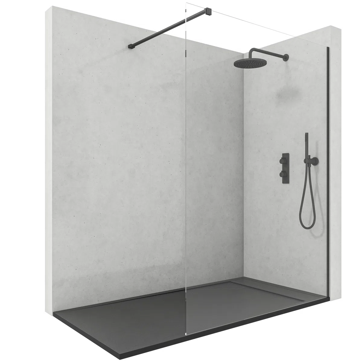 Mampara Ducha Fija - Mamparas de Ducha Fija con Cristal Templado 8 mm – Cristal Transparente con Tratamiento Antical - Perfilería Negro Mate – 88 a 90 cm (Ancho Adaptable) x 200 cm (Alto)
