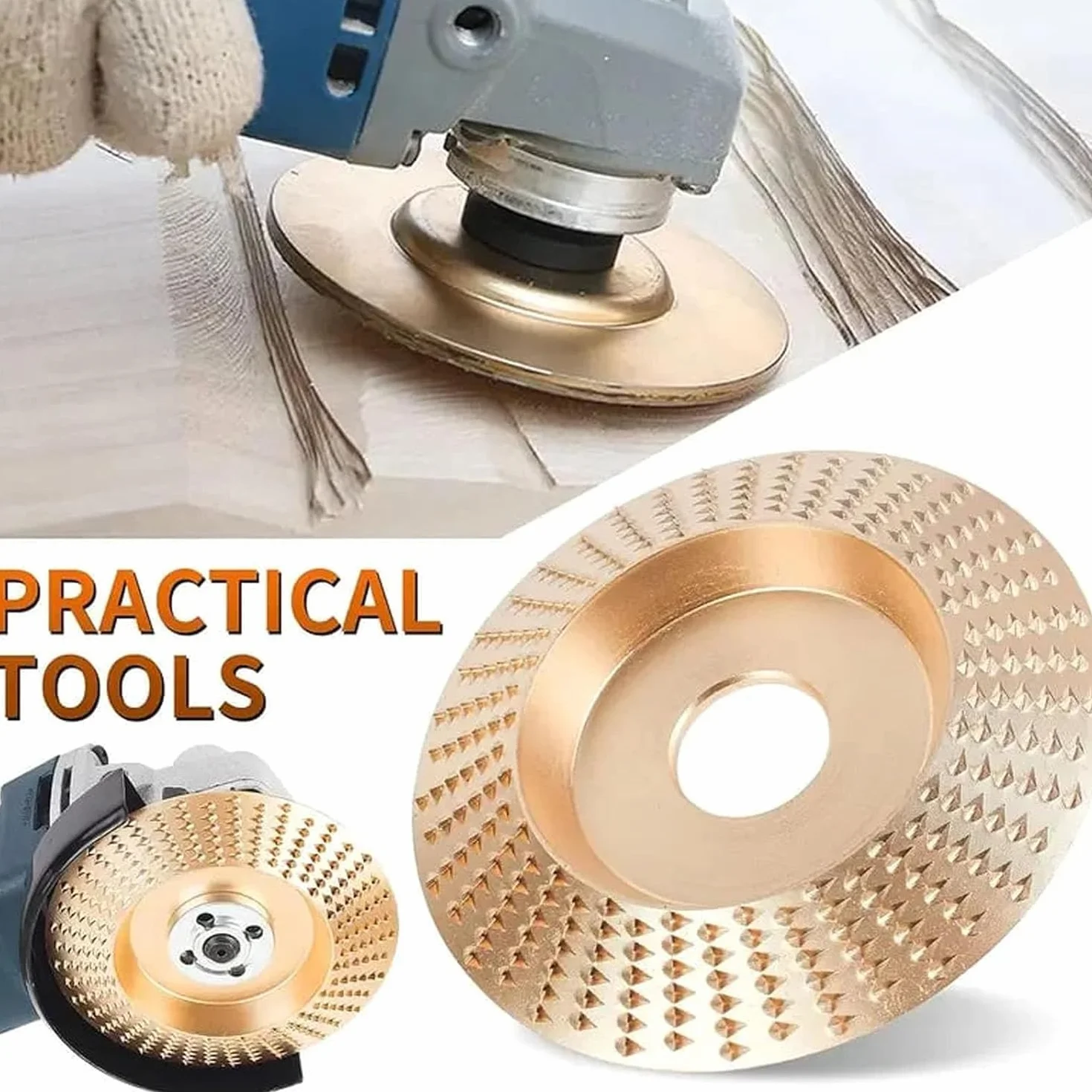 Disco de Pulido para Amoladora Angular, Juego de Discos de Tallado de Madera de Alta Resistencia, Rueda de Carburo de Tungsteno para Cortar, Dar Forma, Lijar y Pulir Madera (4PCS)