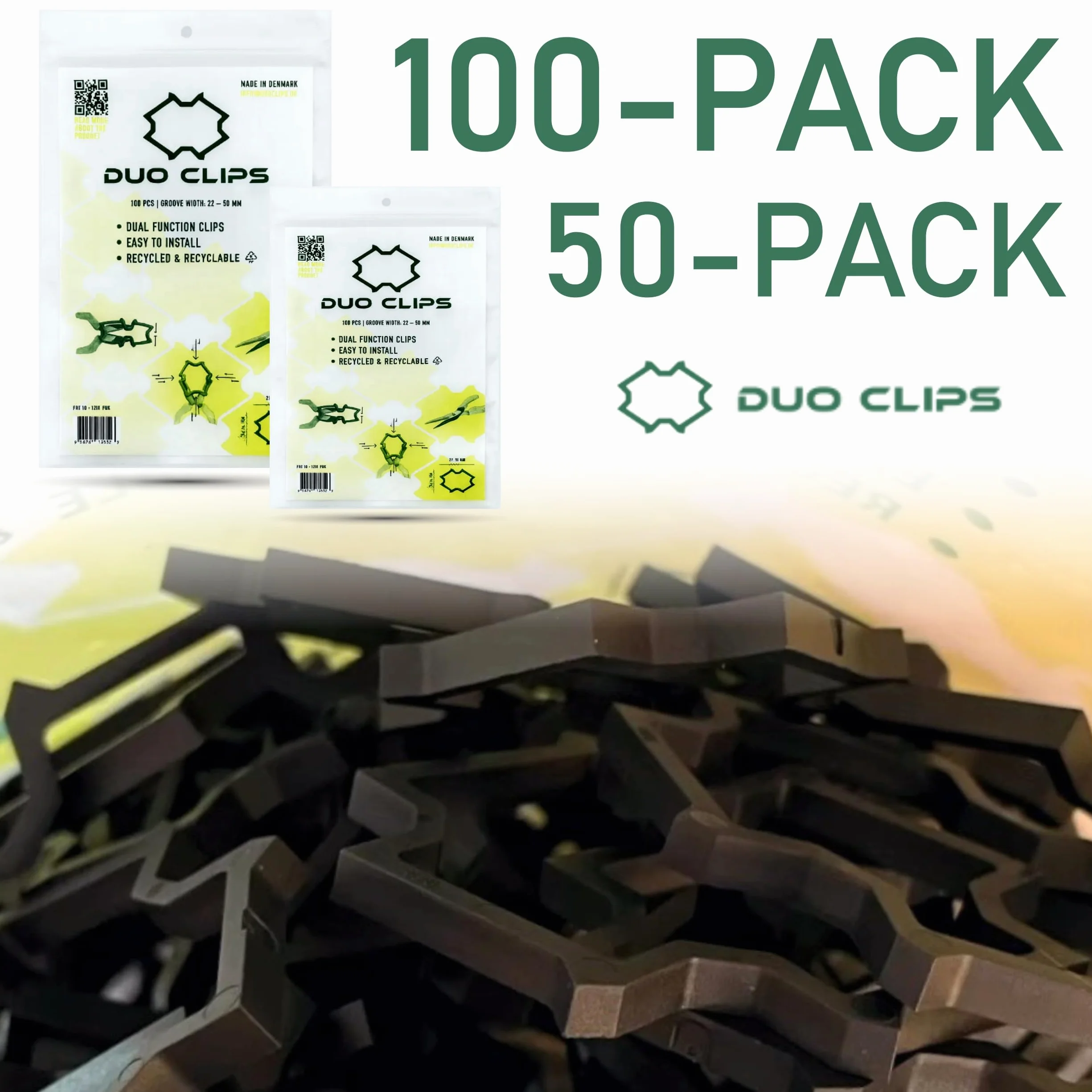 DUO CLIPS 100x Universal 22–50 mm Sujeta Cables | Clip para cables, Fijación de cables, Clip para cables, Soporte para conductos y tuberías﻿ (100)