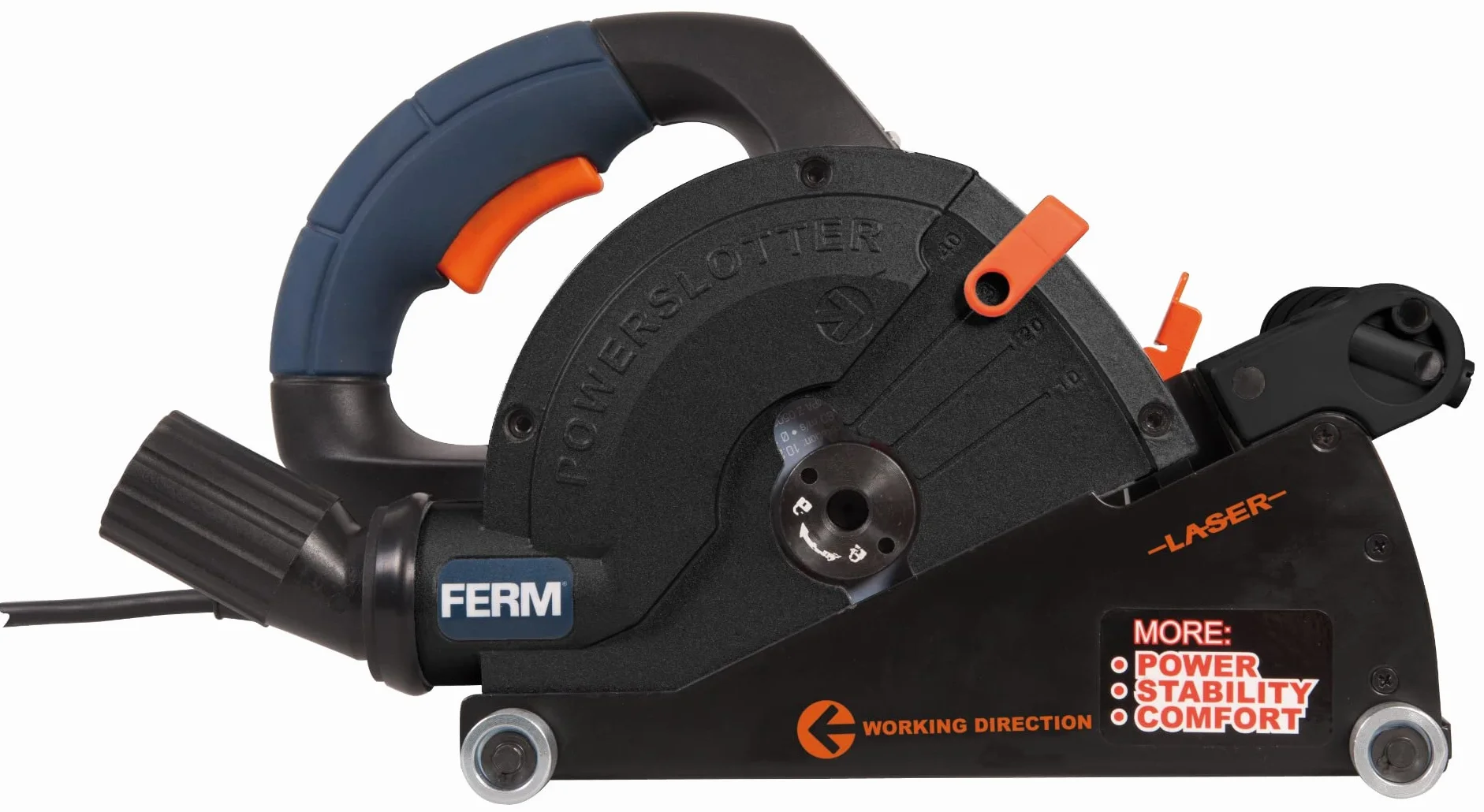 FERM Rozadora de pared 1600W - 150mm - Láser - Incl. 2 hojas diamantadas, adaptador de la aspiradora y bolsa de almacenamiento
