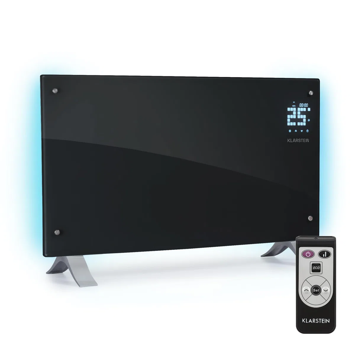 Klarstein Radiadores Bajo Consumo Electricos para Casa, Estufa Electrica de 2000W con Patas de Aluminio, Radiador Electrico Silencioso, Portátil y Delgado, Estufas con Panel para Pared y Termostato
