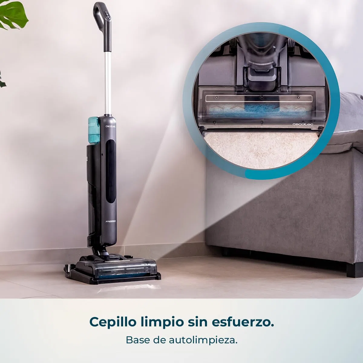 Cecotec Fregona Eléctrica Friega y Aspira Simultáneamente Freego S10 Nova. Limpieza Rápida y Profunda, Sólidos y Líquidos, 3 Modos, Motor Digital, Base de Autolimpieza, Autonomía 35mins