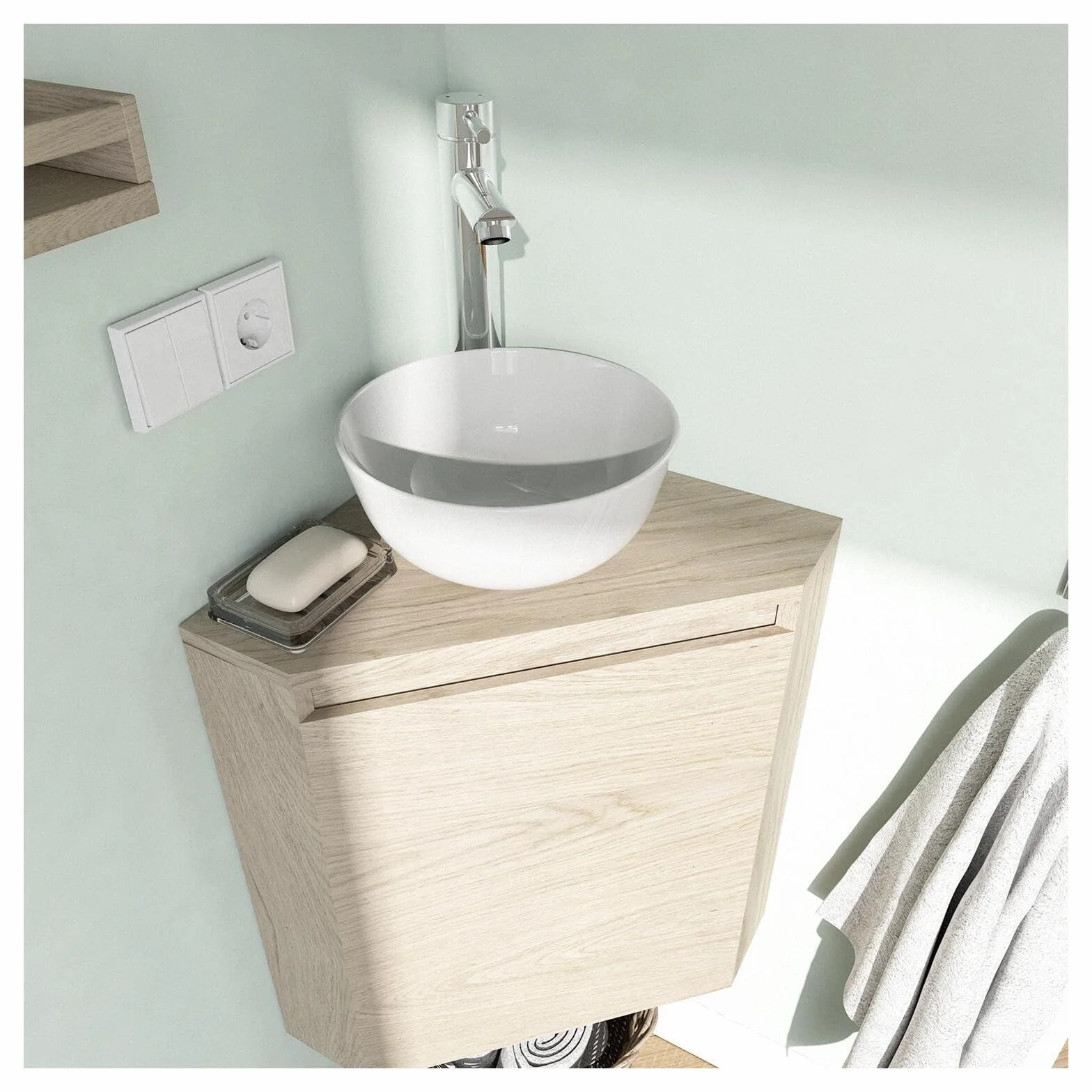 Sorrento - Mueble para lavadora esquinero y lavabo