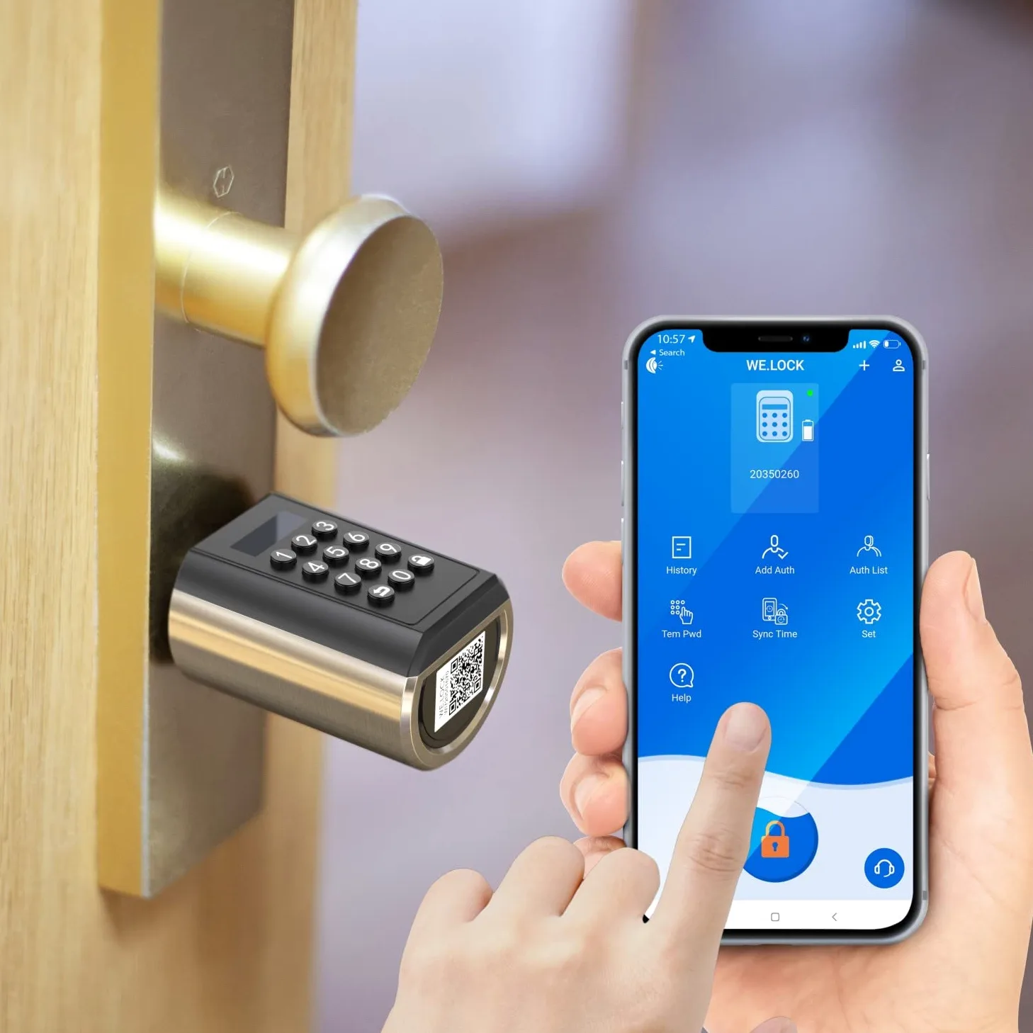 WELOCK PCB41 Cerradura electronica con contraseña y Bluetooth, cerraduras inteligentes con WiFi y tarjeta RFID, nivel de estanqueidad IP65, cerradura puerta electrónico fácil de instalar