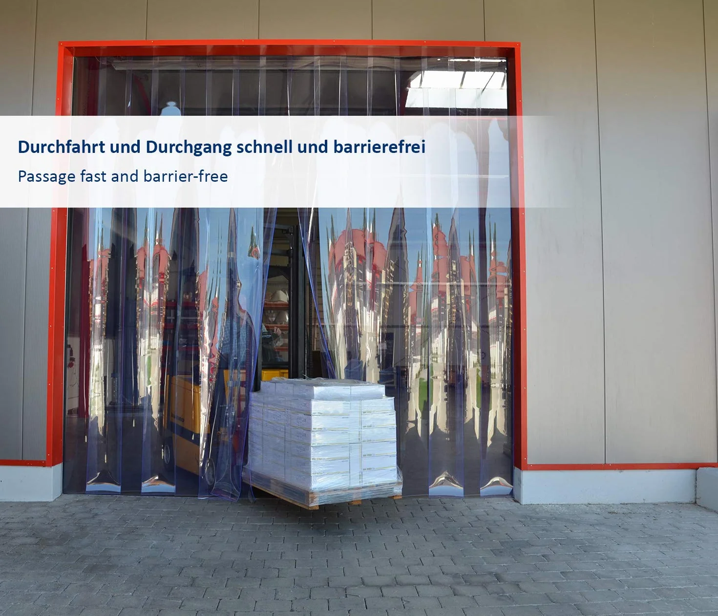 Zettl GmbH cortina de tiras de PVC, láminas 3x300mm, ancho x altura 1,00x3,75m, transparente, premontado, galvanizado, para la industria, la agricultura y la gastronomía