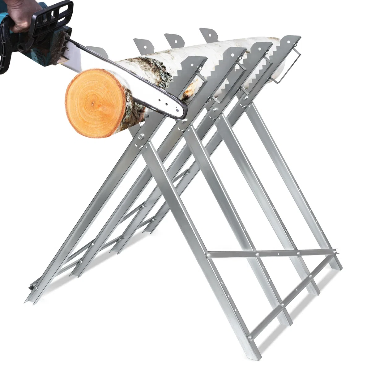 ACXIN Caballete plegable de metal, galvanizado, plegable, para motosierras, 82 x 80,5 x 79 cm, capacidad de carga máx. 150 kg