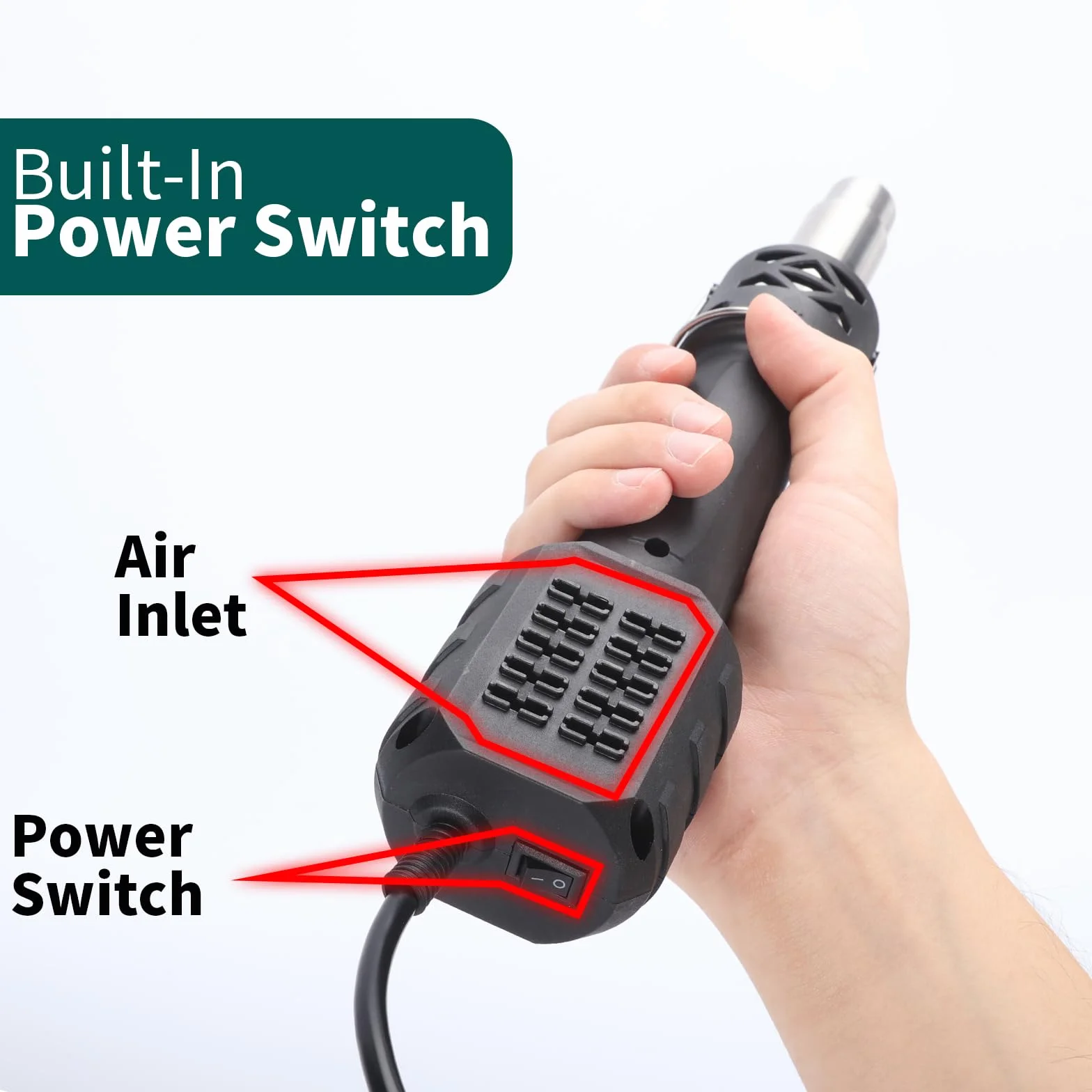 YIHUA 8858-IV pistola de calor para manualidades, soldadura electrónica, bricolaje, y tubo termorretráctil con función de control de temperatura y volumen de aire, modo de espera manual