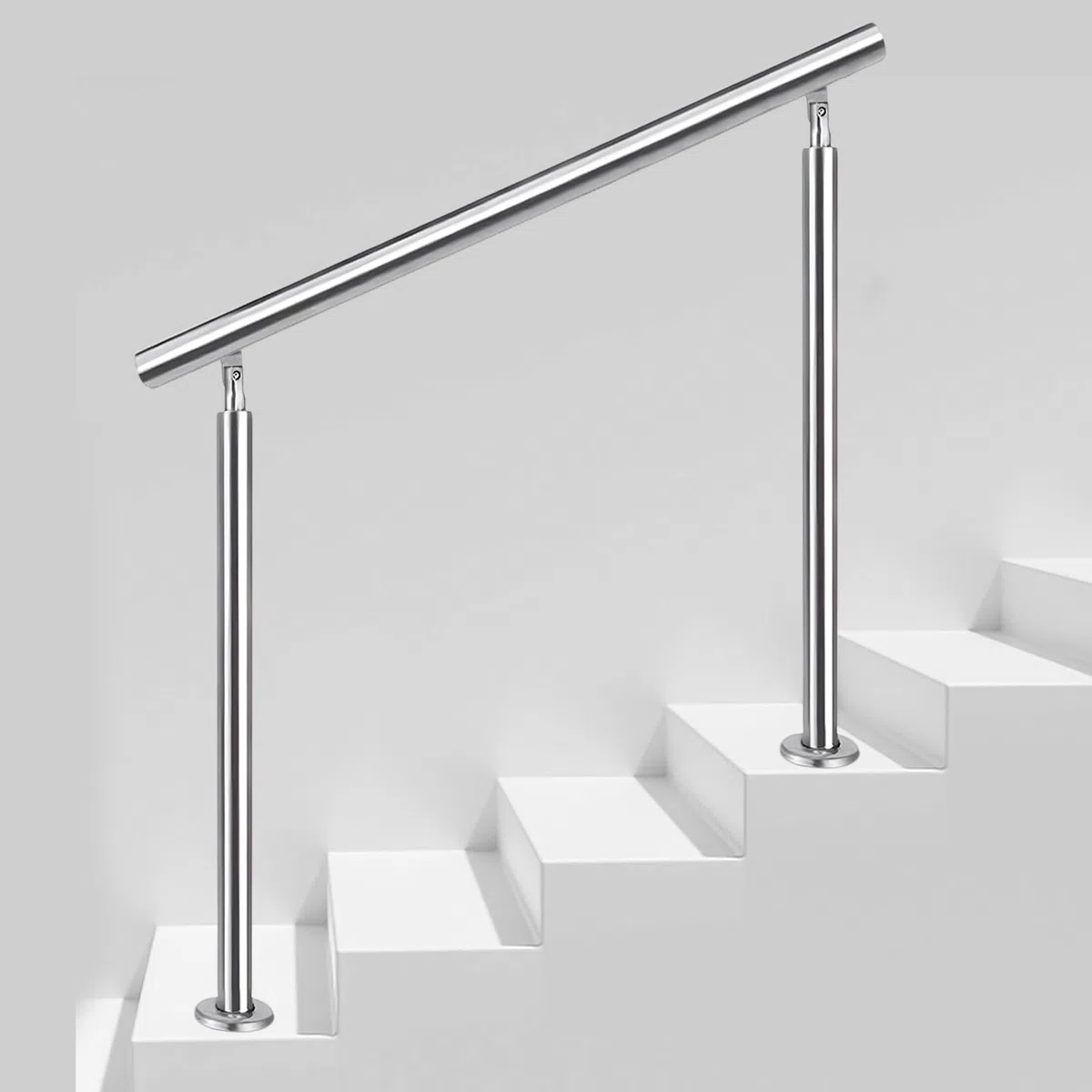 Barandilla de acero inoxidable 304 con kit de instalación, barandilla de escalera ajustable para exteriores, barandilla de seguridad, barandillas de barra de soporte, barandillas de montaje en suelo (