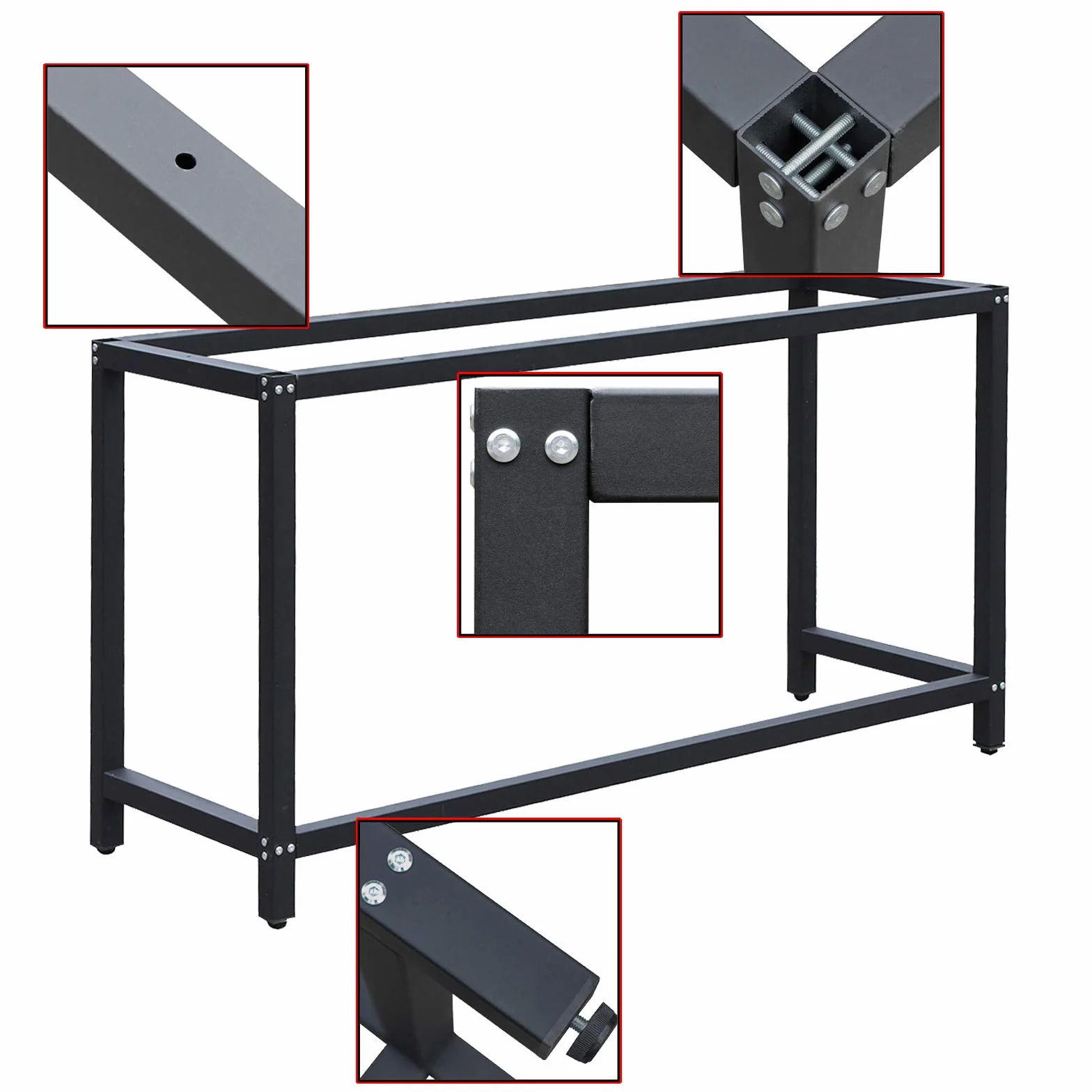 Soporte Banco Trabajo 50x125x80cm armazón Bastidor Caballete Mesa Trabajo empaquetar embalar Taller Negro