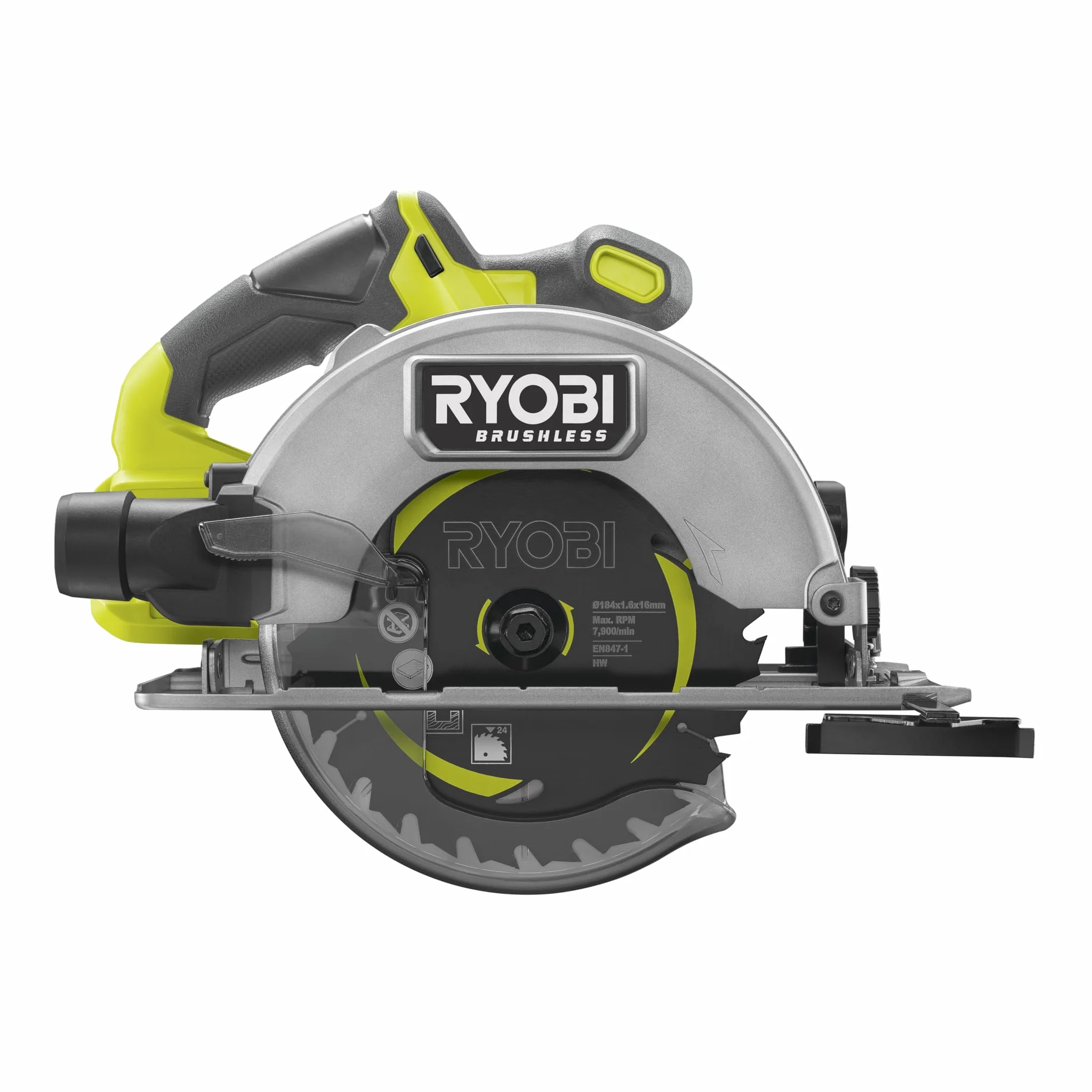 Ryobi RCS18BL-0 18V ONE+ - Sierra circular inalámbrica sin escobillas de 184 mm (herramienta desnuda)