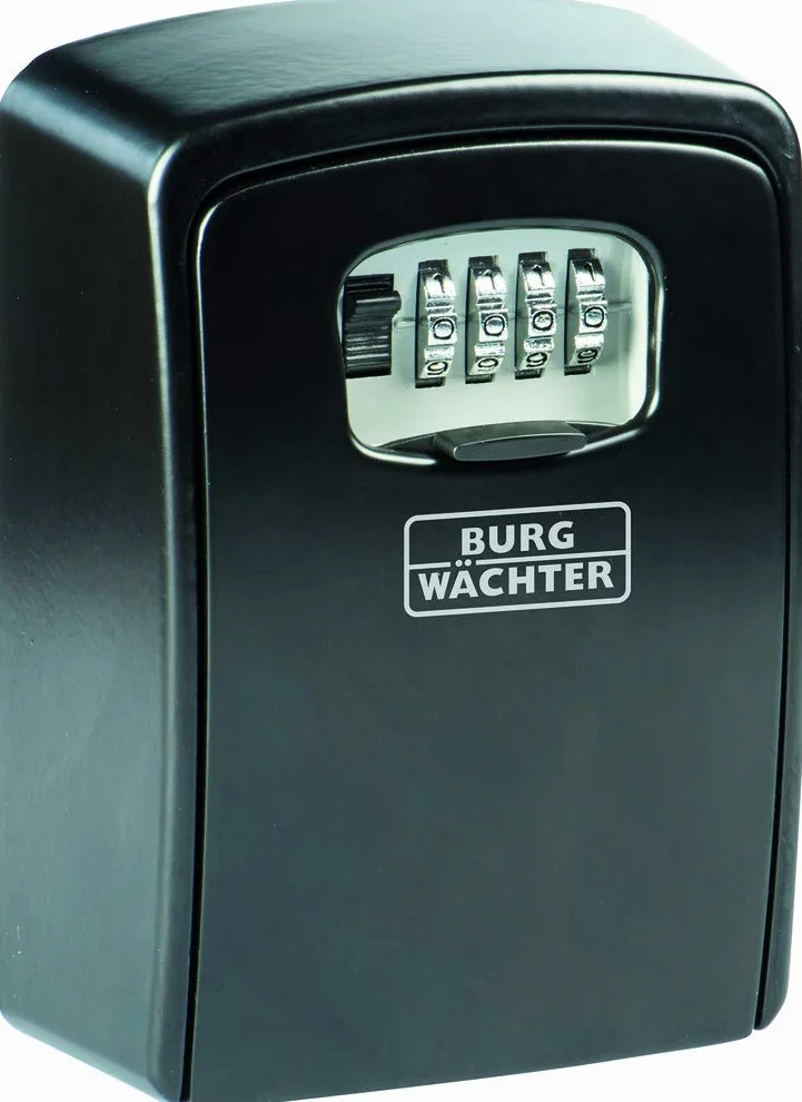 BURG-WÄCHTER Caja fuerte para llaves con código numérico de 4 dígitos para exterior e interior, Segura, Grande, Montaje de pared, Key Safe 40 SB, Negro