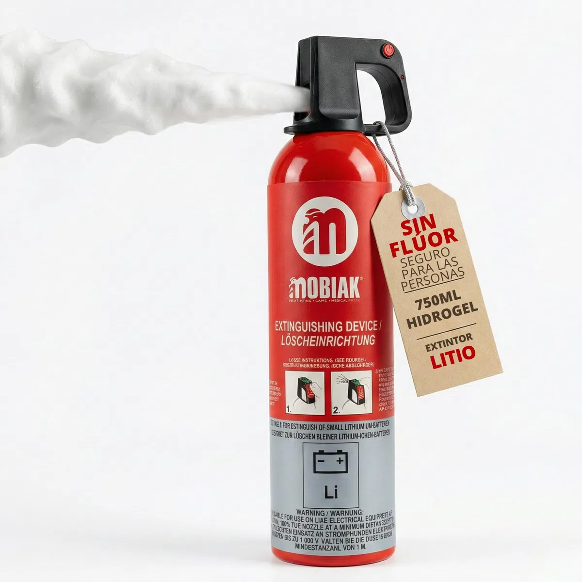 Extintor sin flúor 750 ml eléctrico | Seguro para la Piel | para baterías de Litio, E hasta 1000V | Extintor para casa, Extintores Coche, Barco