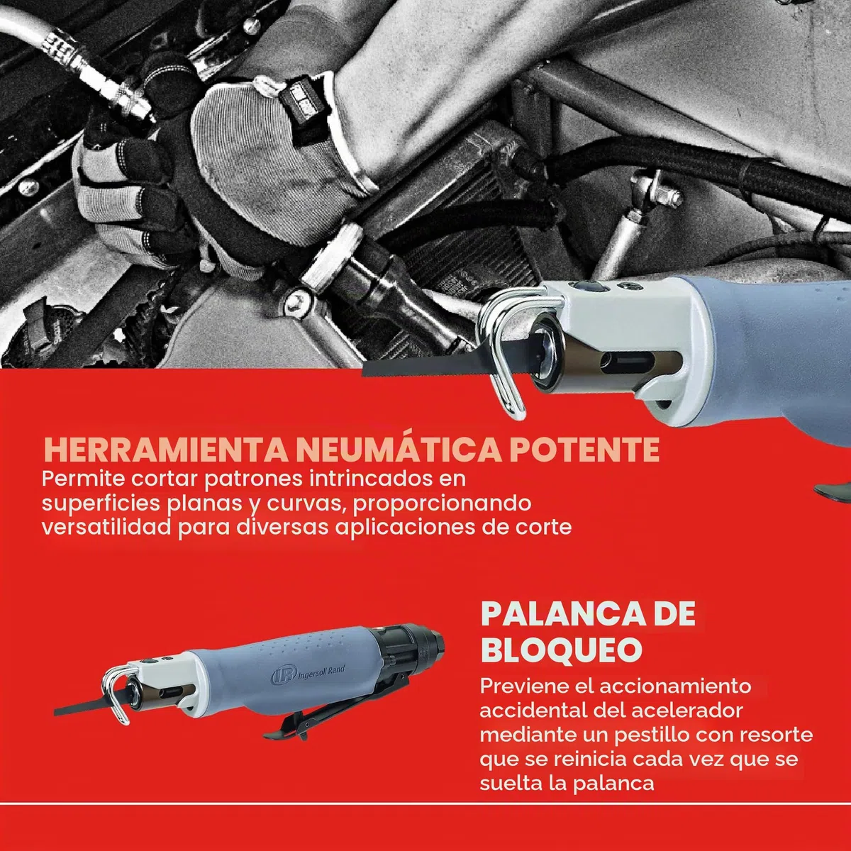 Ingersoll Rand Sierra Neumática Alternante 529, de Baja Vibración, de Aire Compromido, con Ángulo de Corte de 360º, 6 Hojas, 0,7 kg