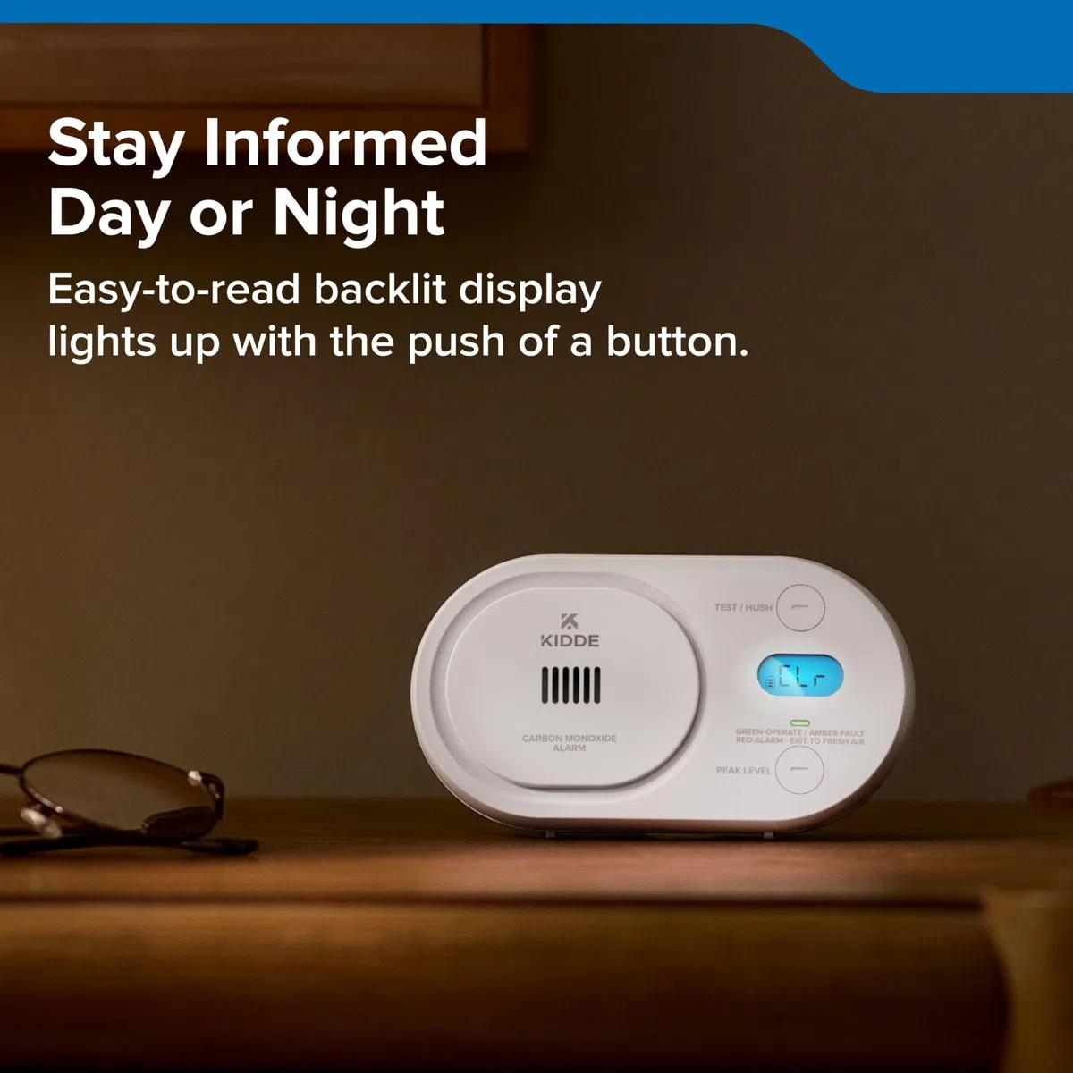 Kidde Detector de monóxido de Carbono, batería AA, Pantalla retroiluminada Digital, portátil para Viajes o en casa, Indicadores de Estado LED, Alarma de 85 dB, 5ª edición, COBD