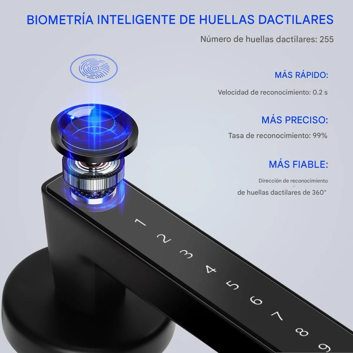 Cerradura Inteligente Puerta Exterior - 4 en 1 Cerradura Electronica, Huella Dactilar, App, Contraseña, Llave, Cerraduras para Protección Contraseña y Alarma de Batería Baja