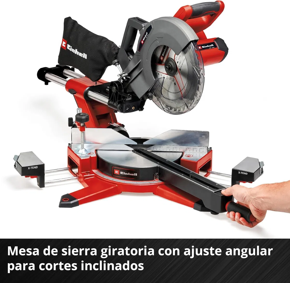 Einhell Sierra de tracción, vaivén e inglete con batería TE-SM 36/10 L Li-Solo Power X-Change (36 V, hoja de sierra 254 mm, 3800 rpm, función de tracción suave, láser de línea de corte, sin batería)