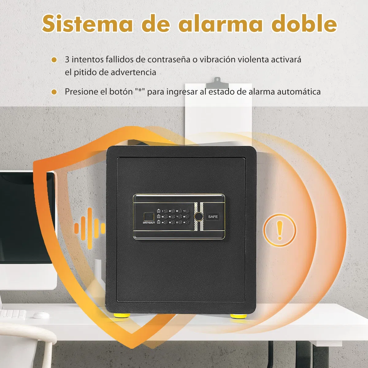 COSTWAY Caja Fuerte con Teclado Digital, Cerradura Integrada y Llaves Dobles de Seguridad, Estante Extraíble para Hogar, Oficina, Hotel (38L)