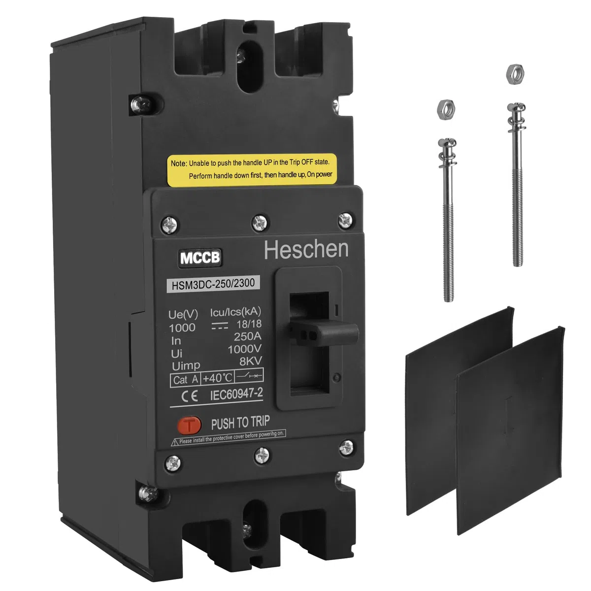 Heschen DC Molded Case Circuit Breaker MCCB, 2 Poles, DC1000V Photovoltaic Circuit Breaker, for Solar PV System Solar Panels Grid System (250A HSM3DC-250)