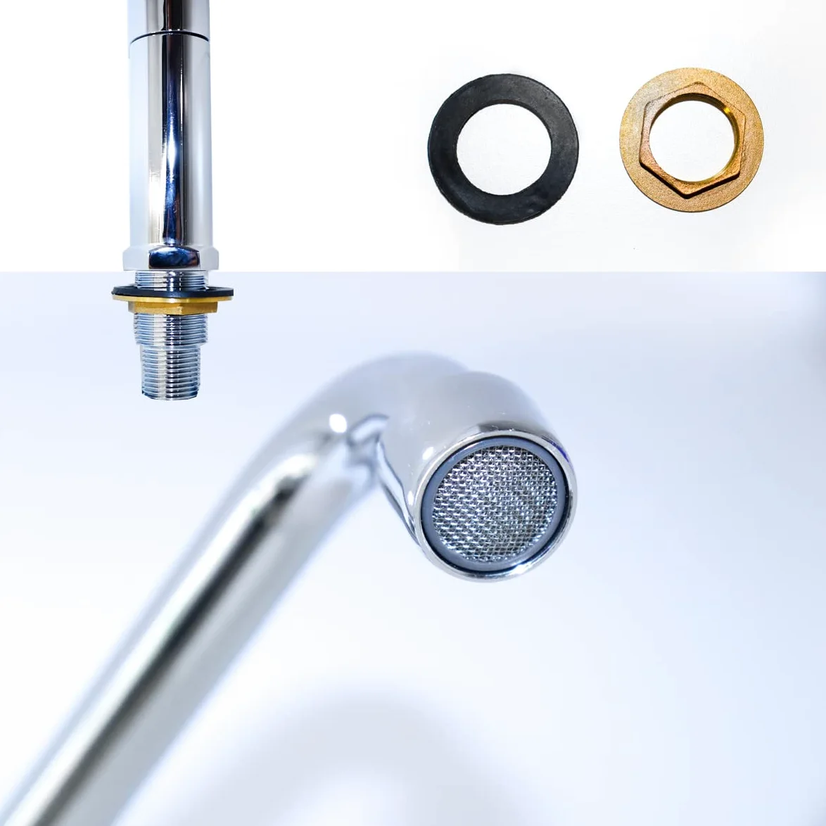 GOLDMAN SERVICE Grifo industrial de columna orientable un agua - con pomo y caño alto - para hostelería, industria, sanidad, cocina, comedores, talleres
