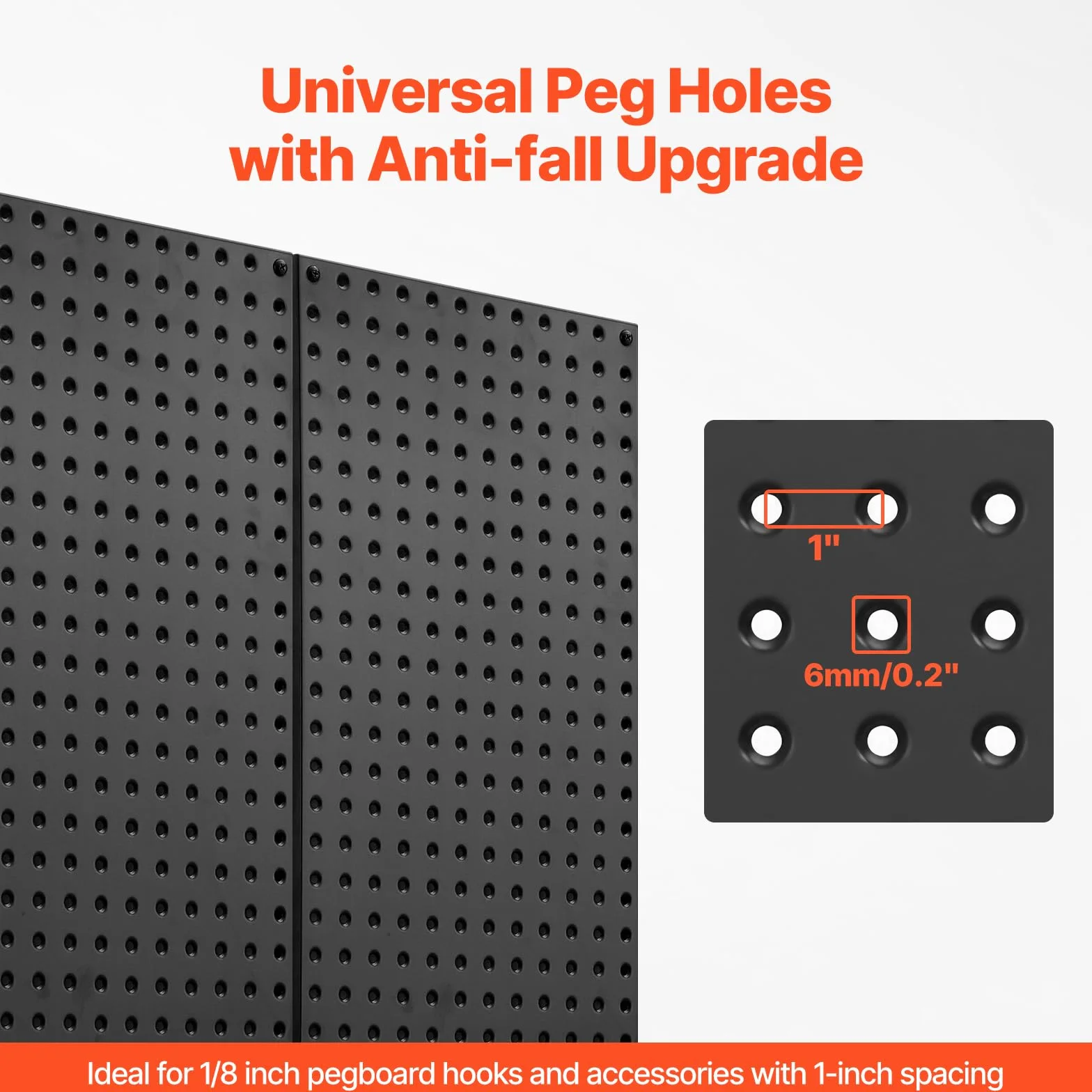 VEVOR Paneles Perforados de Metal 609,6 x 304,8 x 19 mm 3 Paneles, Organizador de Pared de Acero, Negro