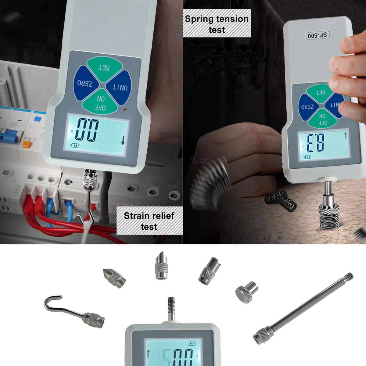 Beslands Medidor de Fuerza Push-pull, SF-500 Dinamometro Digital 500N LCD Escala del Probador de Fuerza, Alta Sensibilidad y Precisión