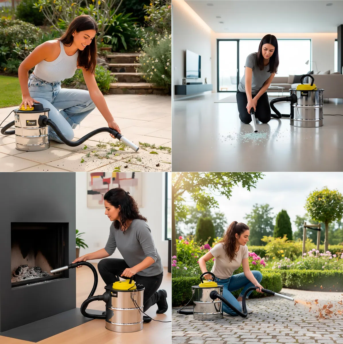 Aspirador de Cenizas - Chimenea, Pellet y Barbacoas - Potencia de 1.200W - Capacidad de 20 L - Fabricado en Acero Inoxidable - Incluye Manguera de 1m y Funda para Filtro - Función Soplador - Dicogar