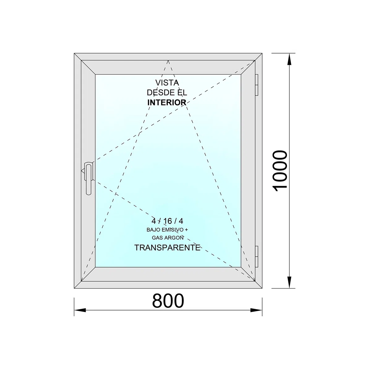 Ventanastock PVC 800x1000 Practicable Oscilobatiente Derecha 1 hoja