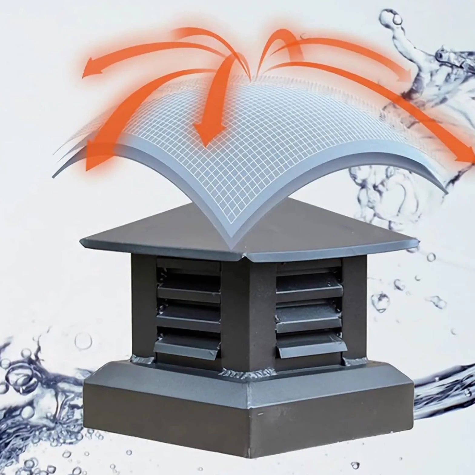 Sombrero Chimenea,tapa De Tubo De Estufa Exterior,tapas De Conductos De Humos Cuadradas De Aleación De Aluminio,tapa De Ventilación De Escape En La Azotea,para Chimenea De Mampostería Al Aire Libre (