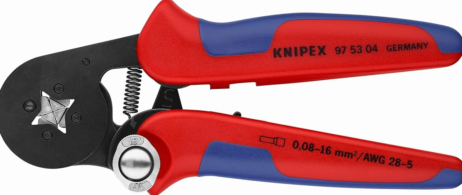 KNIPEX Alicate autoajustable para crimpar punteras huecas de acceso lateral con mangos multicomponente 180 mm, 97 53 04