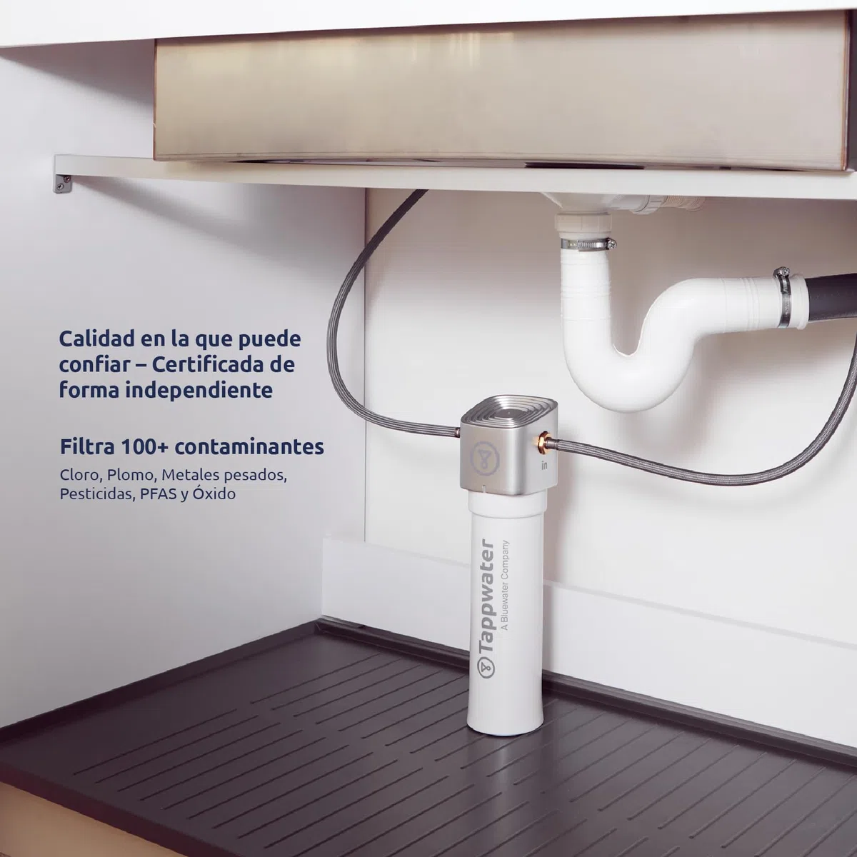 Tappwater InlinePro SMR Filtro de Agua Bajo Fregadero 5 en 1 con Remineralización Natural, Alta Filtración, Elimina +100 Contaminantes, Instalación en Minutos, Agua Mineralizada y Mejor Sabor