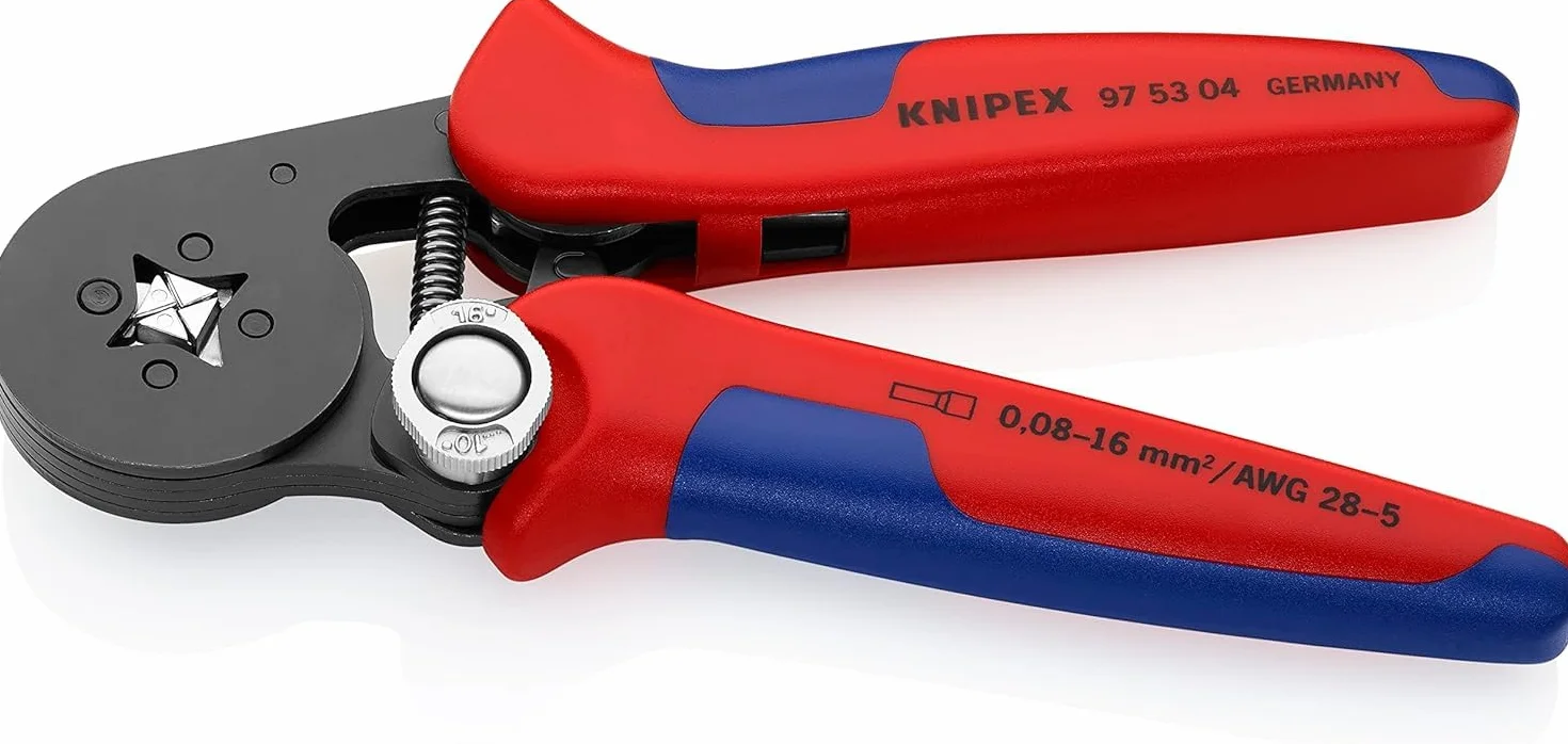 KNIPEX Alicate autoajustable para crimpar punteras huecas de acceso lateral con mangos multicomponente 180 mm, 97 53 04