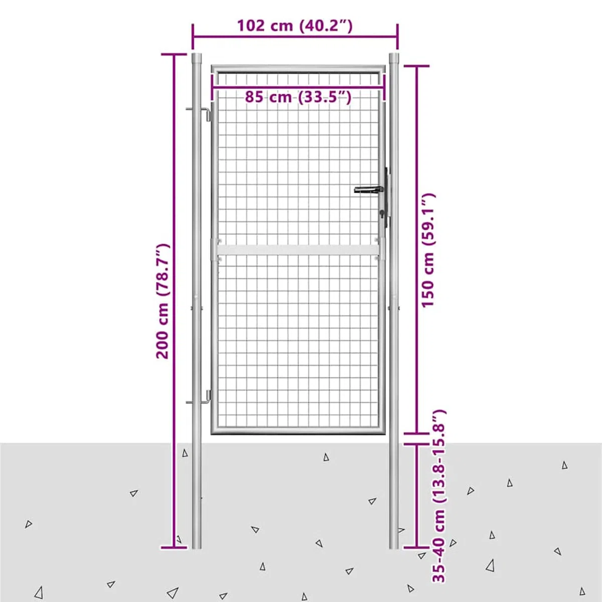 Tidyard Puerta de Jardín de Acero Galvanizado Segura y Resistente, 105x200 cm, para Aislamiento y Decoración
