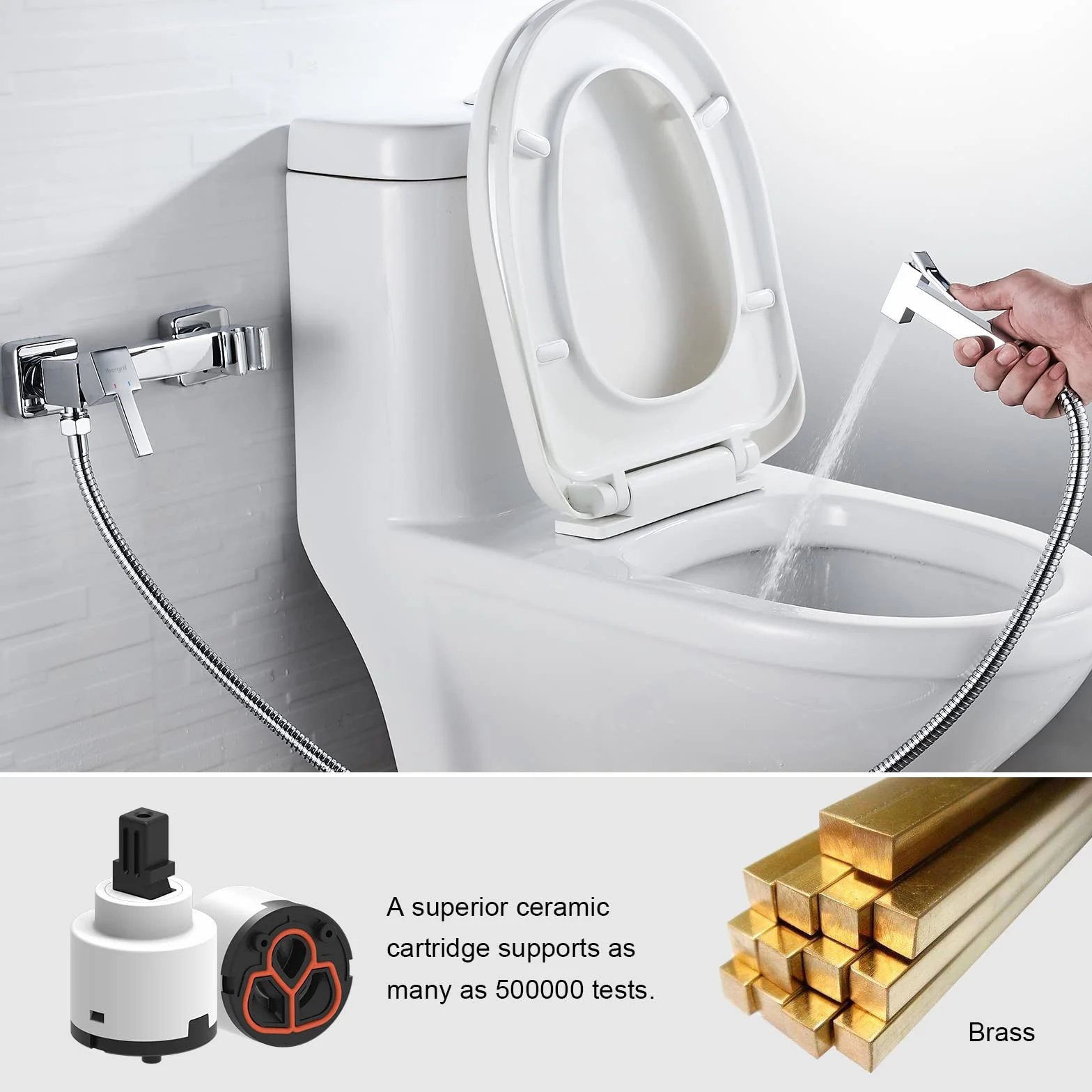 Ibergrif - Monomando para Bidé WC, Grifo de Ducha Cuadrado para Agua Fría y Caliente, Cromo