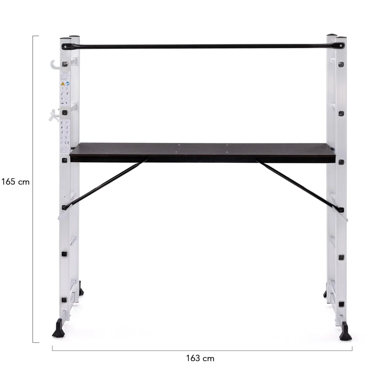 IDMarket - Andamio de aluminio con escalera multifuncional y plataforma modular sobre ruedas, altura 165 cm