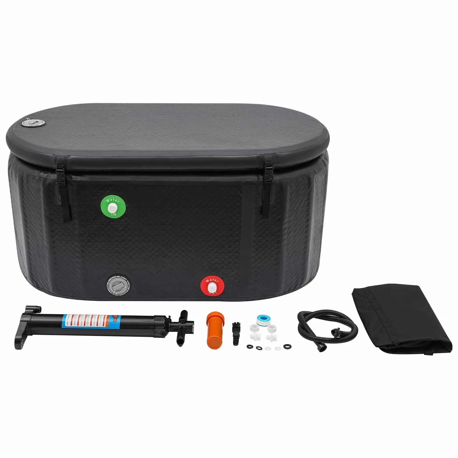 Bañera de hielo 370L con tapa, bañera de baño de hielo profesional para adultos, bañera plegable, bomba de aire y bolsa de transporte, baño de agua fría para deportistas, recuperación muscular, 150 x