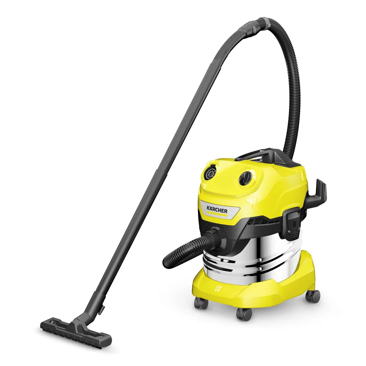 Kärcher Aspiradora en seco/húmedo WD 4 S V-20/5/22, potencia 1000 W, depósito de acero inoxidable 20 l, manguera aspiración 2,2 m, función soplado, boquilla para suelos y ranuras, bolsa filtro fieltro