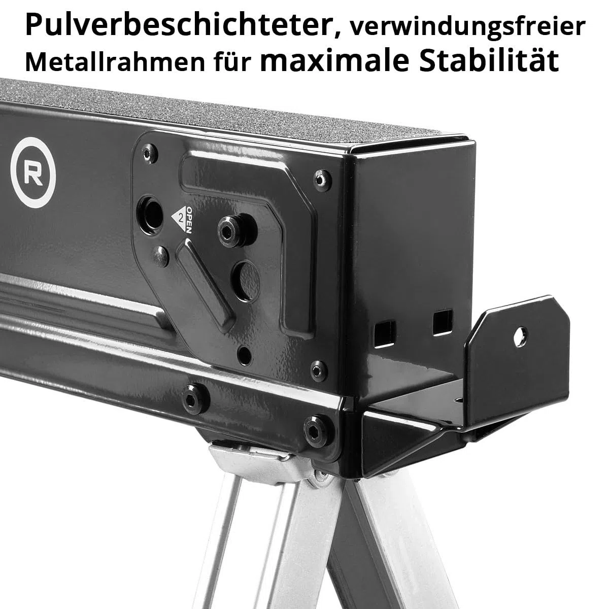 STAHLWERK SB-757 ST caballete de trabajo en un juego de 2 caballetes de trabajo de metal con recubrimiento de polvo | caballete plegable universal con una capacidad de carga máxima de 500 kg