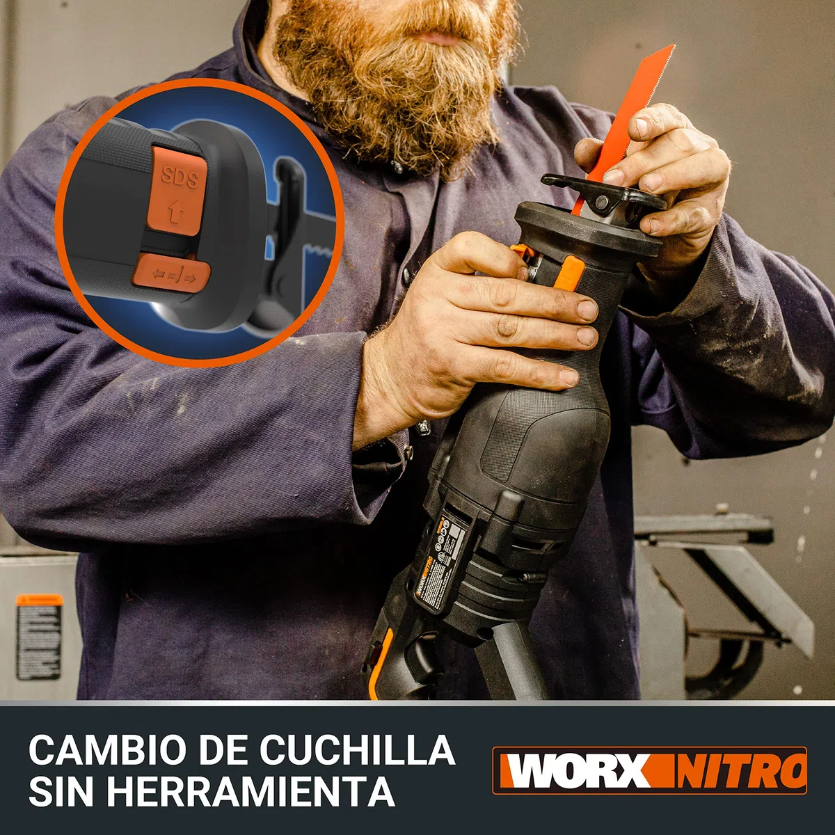 WORX Sierra sable Brushless 20V | PowerShare | WX516.9 - Sin batería, ni cargador | Motor sin escobillas, patín pivotante ajustable, cambio de cuchilla sin herramientas