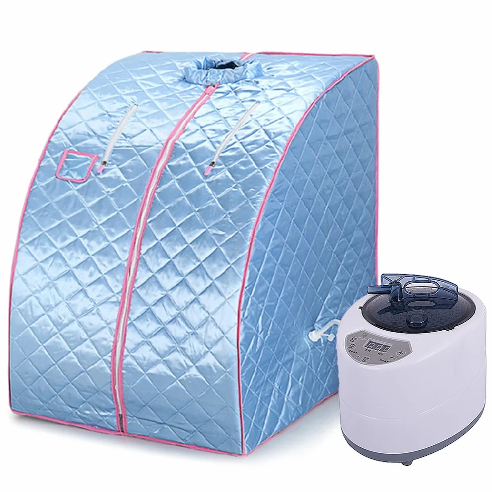 Cabina sauna a vapor para sauna doméstica en casa, baño de vapor portátil en casa Mobile Sauna Spa (Turquesa)