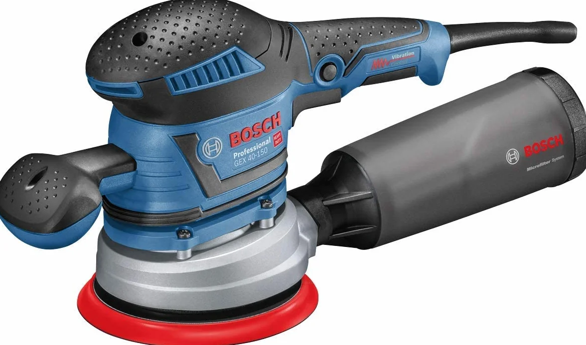 Bosch Professional lijadora excéntrica GEX 40-150 (incl. bolsa para polvo, ⌀ del plato de lijado 150 mm, hoja de lijado de malla M480, llave hexagonal, L-BOXX)