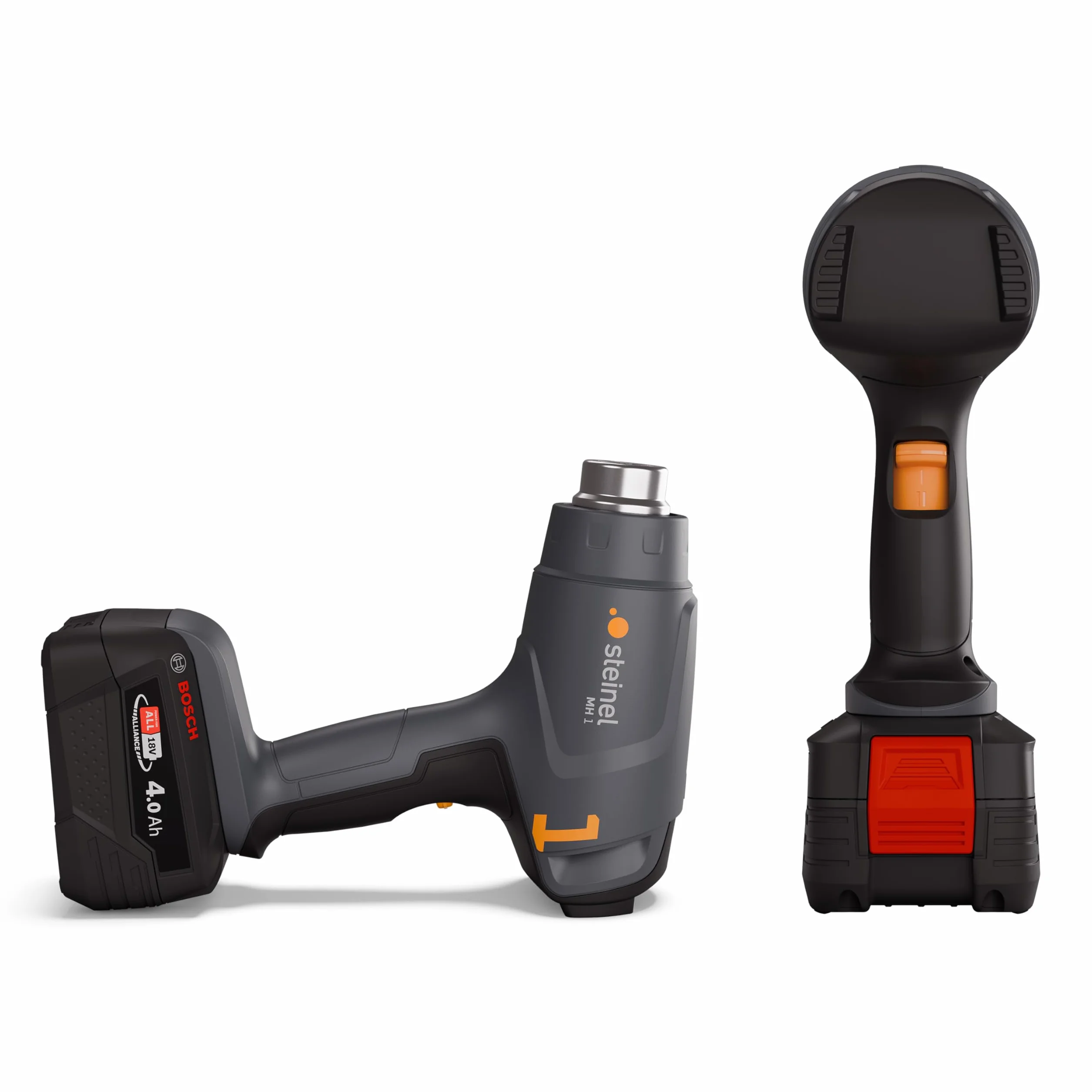 Steinel Pistola de aire caliente sin cable MH 1, sistema Bosch PFA 18V, 2 niveles de temperatura 300°C/450°C, pistola de calor para soldar y retractilar