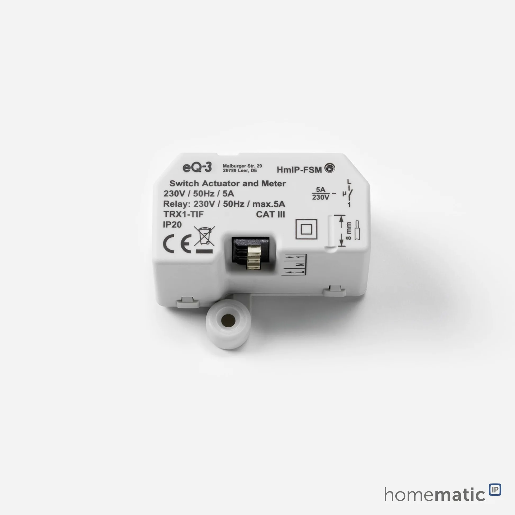 Homematic IP Smart Home Schalt-Mess-Aktor – Unterputz, Aktor misst Strom,steuert Geräte und Leuchten per App, Alexa & Google Assistant, Energie sparen, 142721A0