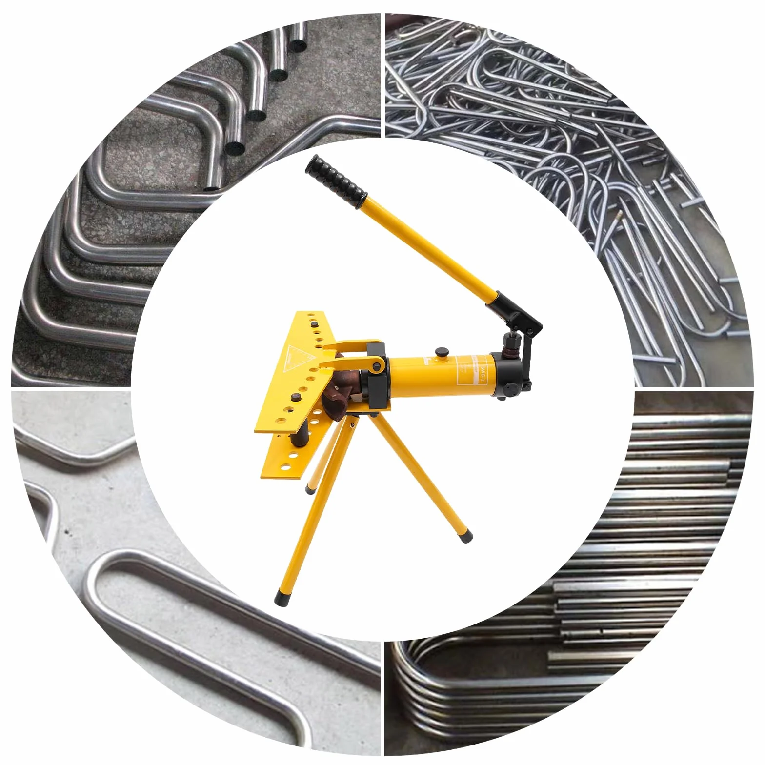 Dobladora de tubos hidráulica manual, kit de doblado manual de tubos, 10T fuerza de flexión, incluye 6 moldes y accesorios para construcción, química, fontanería
