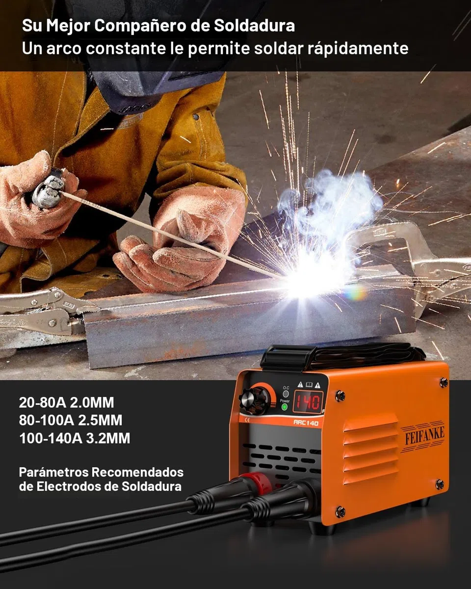 FEIFANKE ARC140 Mini Soldador Inverter 140A Maquina de Soldar IGBT DC Portátil Soldador Electrodo con Elevador Lift TIG,Pantalla LED, Hot Start,Anti-Stick,210 x 130 x 90 mm