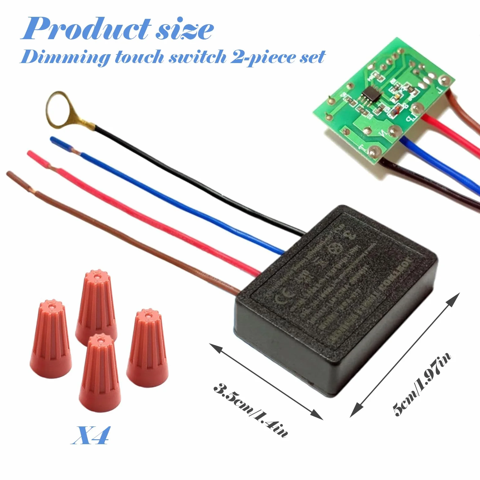 Juego de 2 interruptores táctiles para lámparas de mesa, 4 vías, sensor táctil, regulador de intensidad, con tapas de cable, para lámparas de mesa, lámparas de pie, lámparas de pared y
