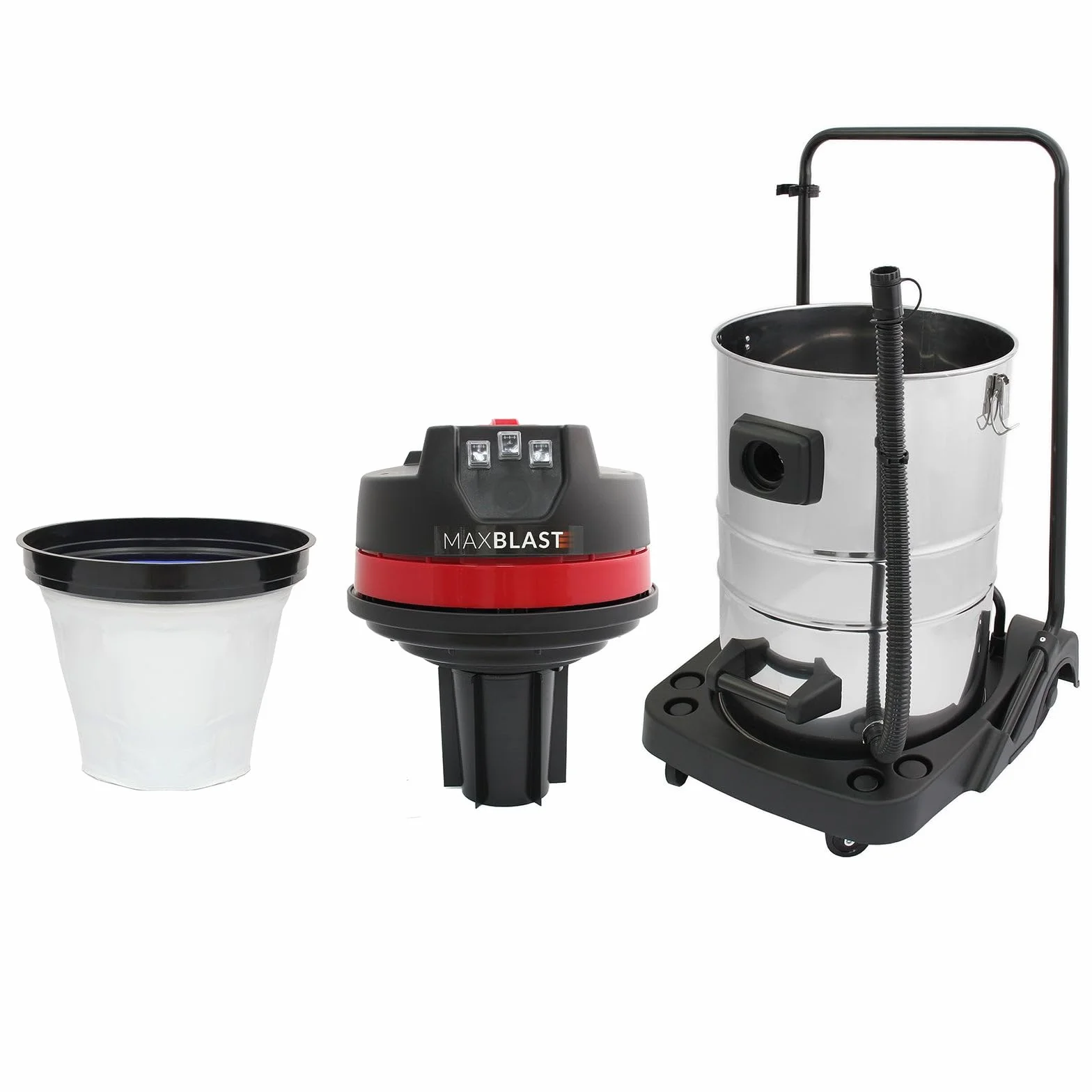 Aspiradora Industrial en Seco y Húmedo 3000W, 80 litros 80l con o sin Bolsa + Ruedas + Accesorios Filtro Tela Aspirador de Mano con Cable Aspirar Seco Liquido Mojado Powerful Wet+Dry Vacuum Cleaner