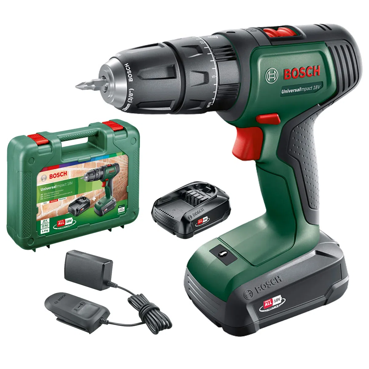 Bosch Martillo taladrador a batería UniversalImpact 18 (2 baterías, sistema de 18 V, en Maletín)