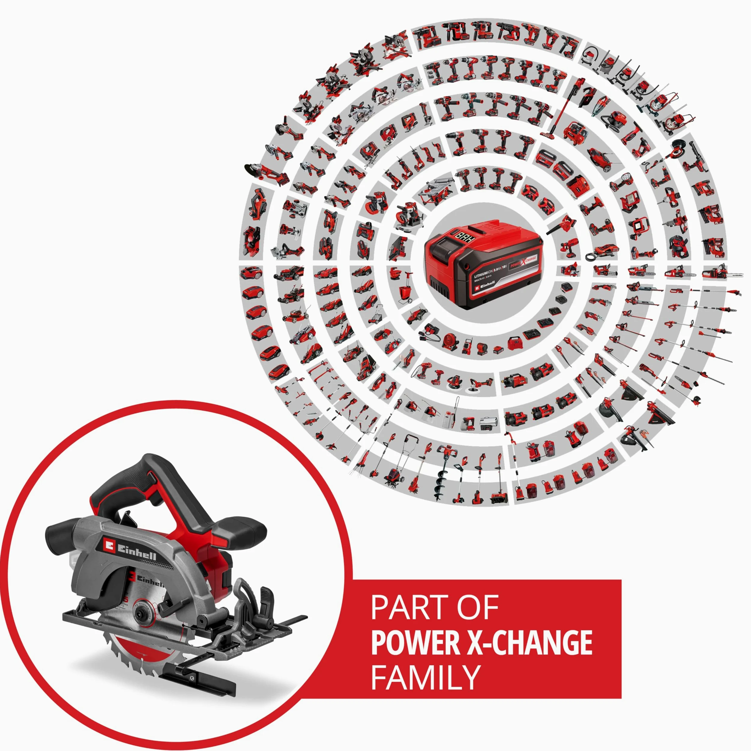 Einhell Sierra circular de mano con batería TE-CS 18/165-2 Li - Solo Power X-Change (18V, hoja de sierra Ø 165 mm, profundidad de corte 57 mm, ajuste sin herramientas, sin batería)